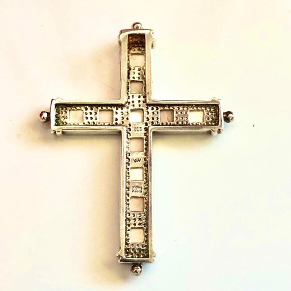 NWT WWI Sterling Silver & Mother of Pearl 2.5” Cross Pendant - Picture 3 of 4